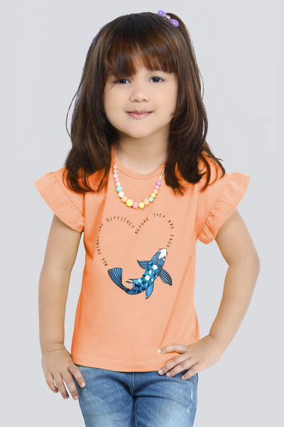 Girls T-Shirt In Black SKU: KGA-0269-ORANGE - Diners