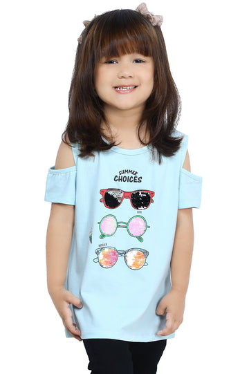Girls T-Shirt In Aqua SKU: KGA-0270-AQUA - Diners