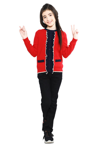 Girls Sweater SKU: KGE-0156-RED - Diners