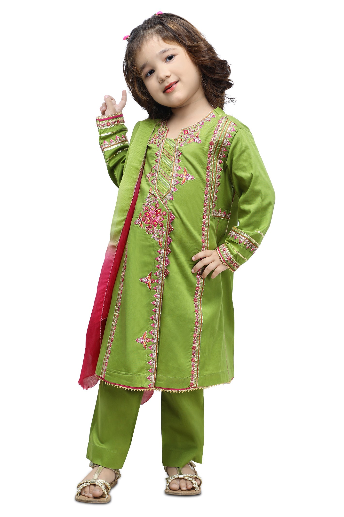 Girls 2Pcs Suit in Green SKU: KGKK-0231-GREEN - Diners