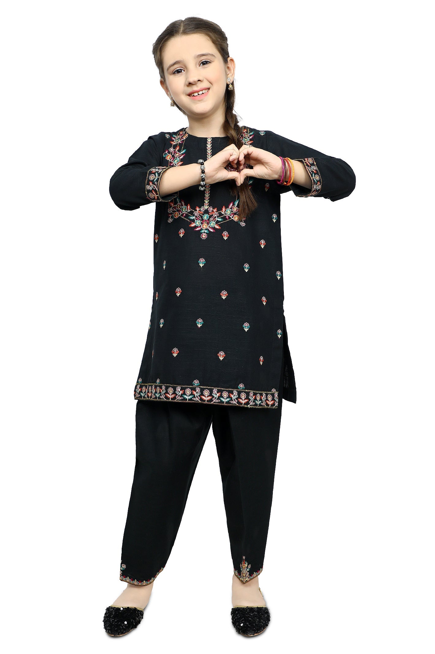 Girls 2 Pcs Suit SKU: KGKK-0298-BLACK - Diners