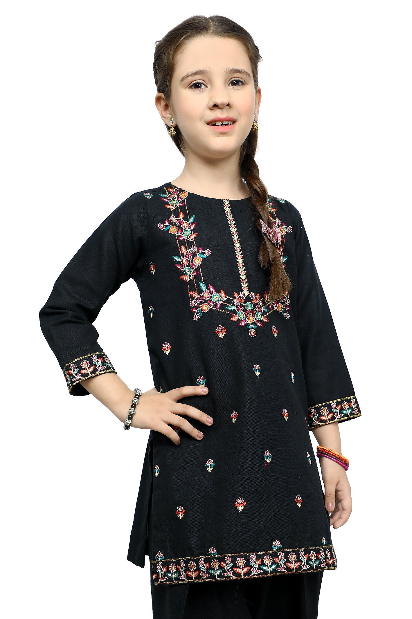 Girls 2 Pcs Suit SKU: KGKK-0298-BLACK - Diners