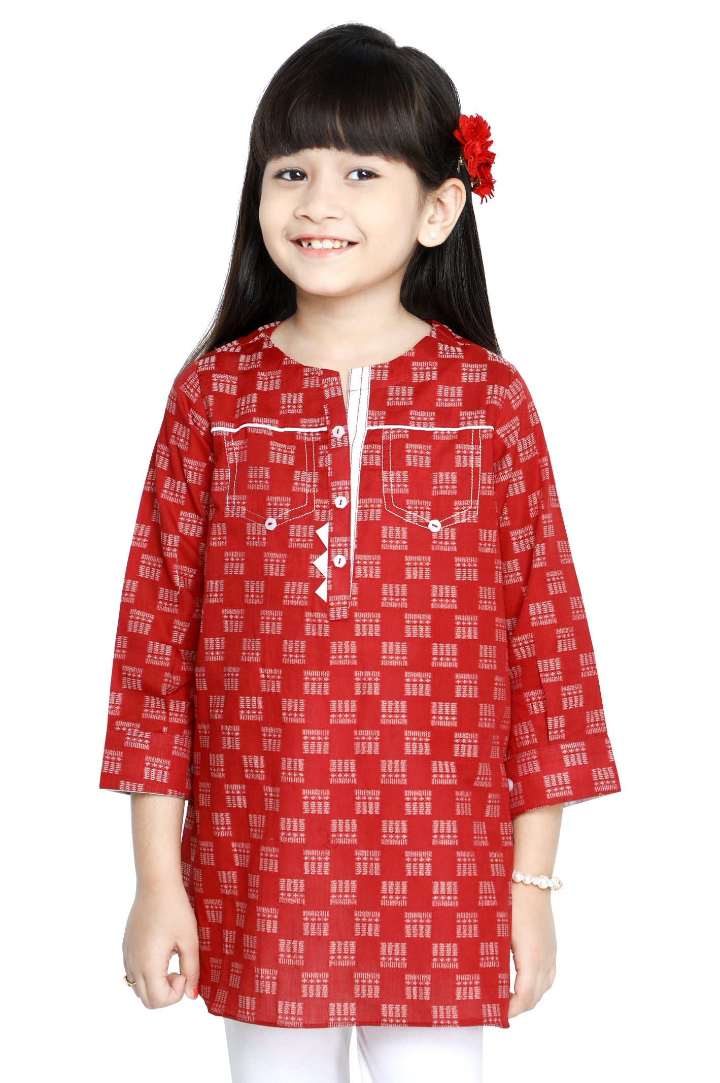 Girls Kurti in Red SKU: KGKK-0214-RED - Diners