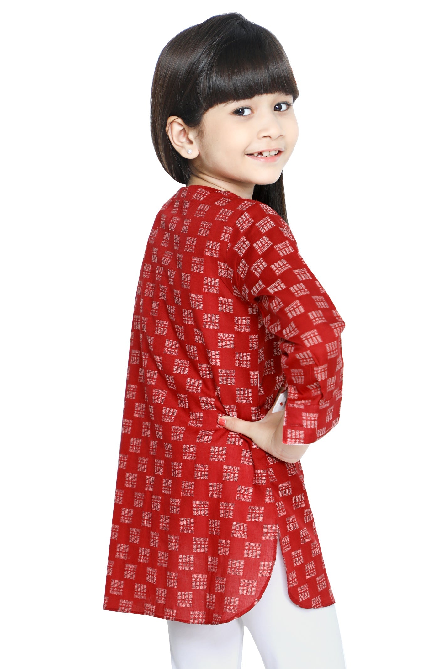 Girls Kurti in Red SKU: KGKK-0214-RED - Diners