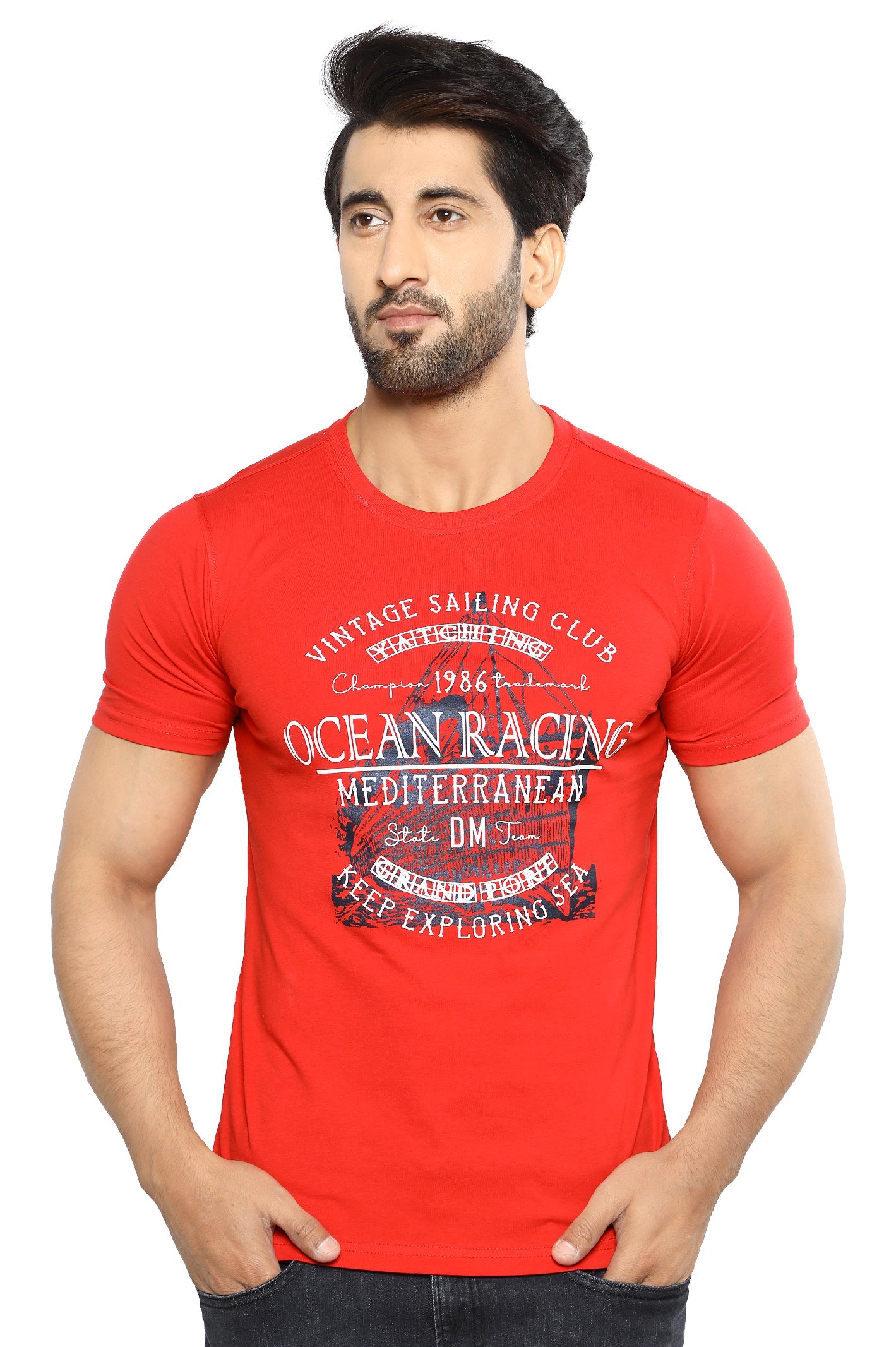 Diners Men's Round Neck T-Shirt SKU: NA858-RED - Diners