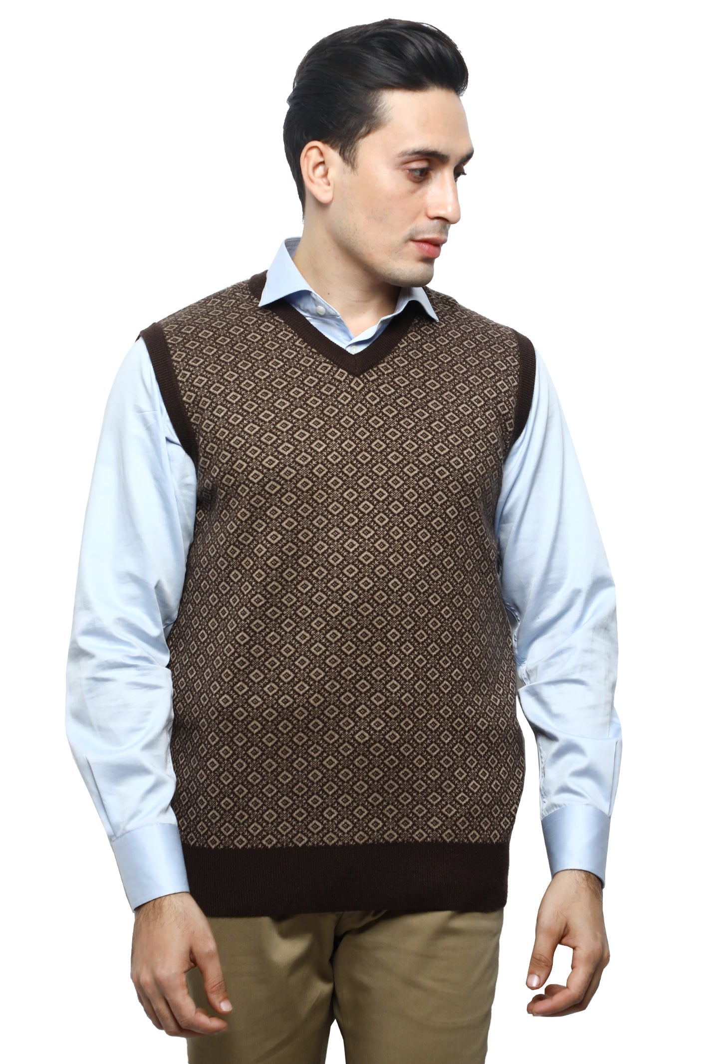 Gents Sweater (Sleeveless) In Brown SKU: SA562-BROWN - Diners