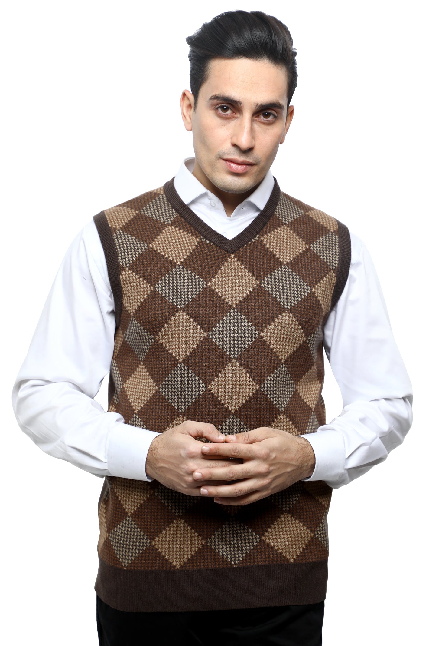 Gents Sweater (Sleeveless) In Brown SKU: SA563-BROWN - Diners