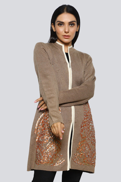Womens Oversized Brown Wool Sweater