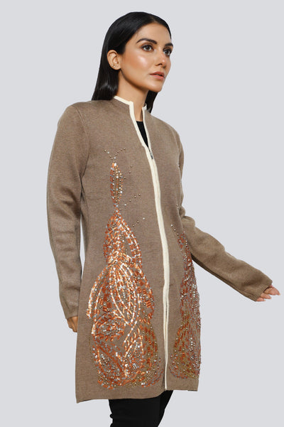 Womens Oversized Wool Brown Sweater