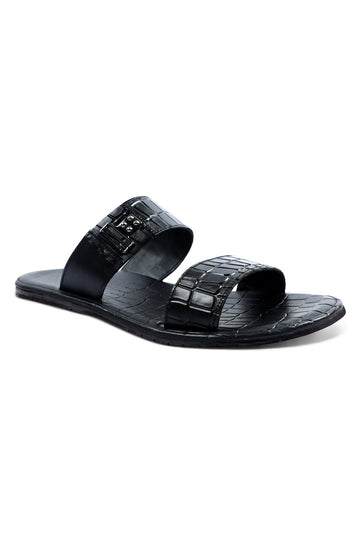 Slippers For Men in Black SKU: SLP-0063-BLACK - Diners