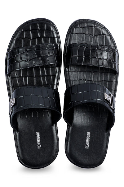 Slippers For Men in Black SKU: SLP-0063-BLACK - Diners