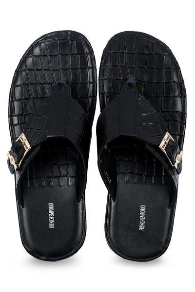 Slippers For Men in Black SKU: SLP-0064-BLACK - Diners