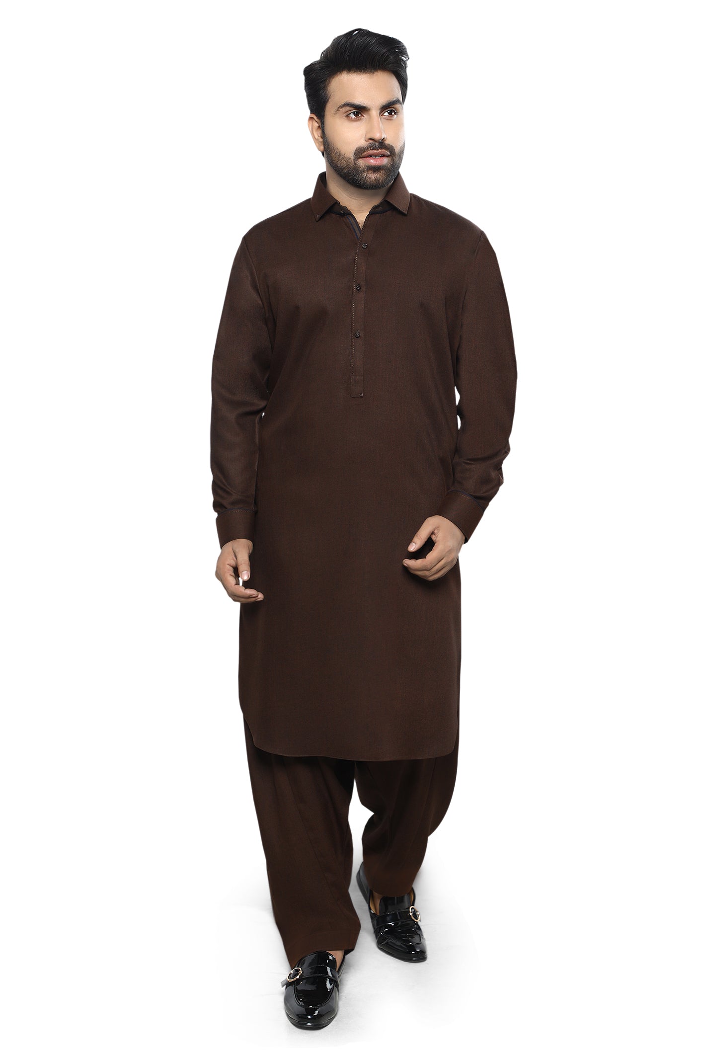 Unstitched Fabric for Men SKU: US0179-D-BROWN - Diners