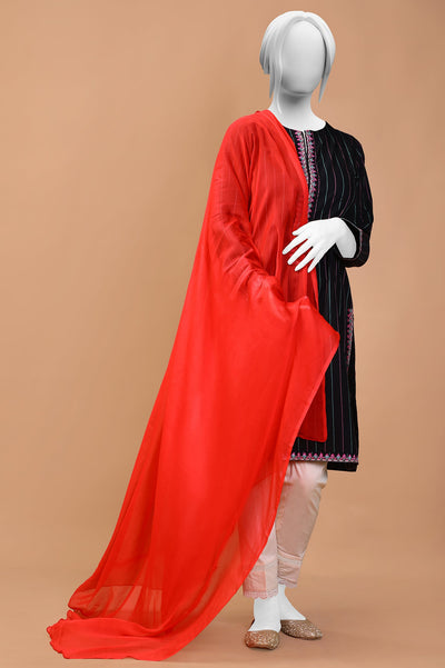 Red Chiffon Dupatta - Diners