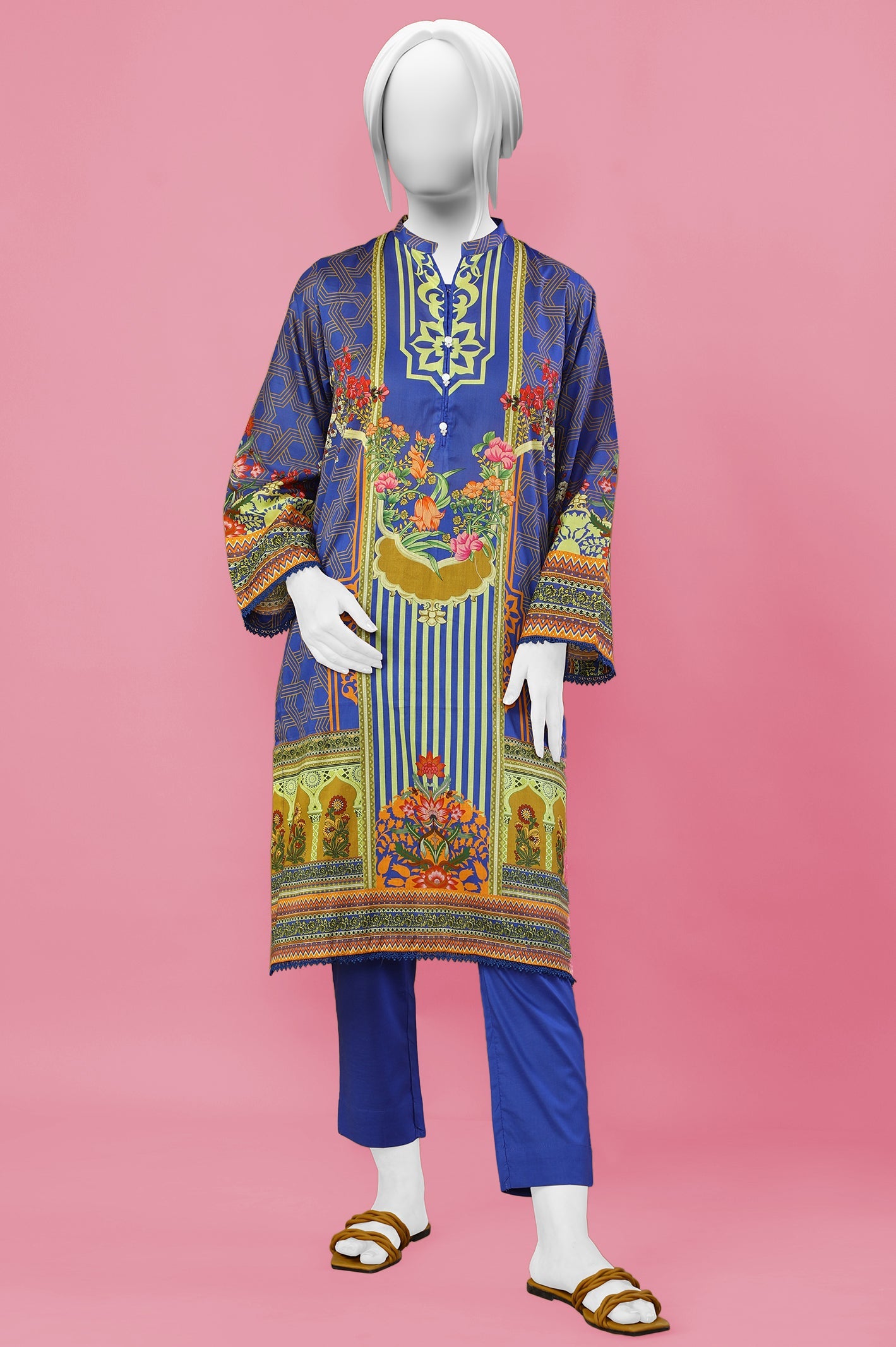 2PC Cambric Blue Stitched Suit - Diners