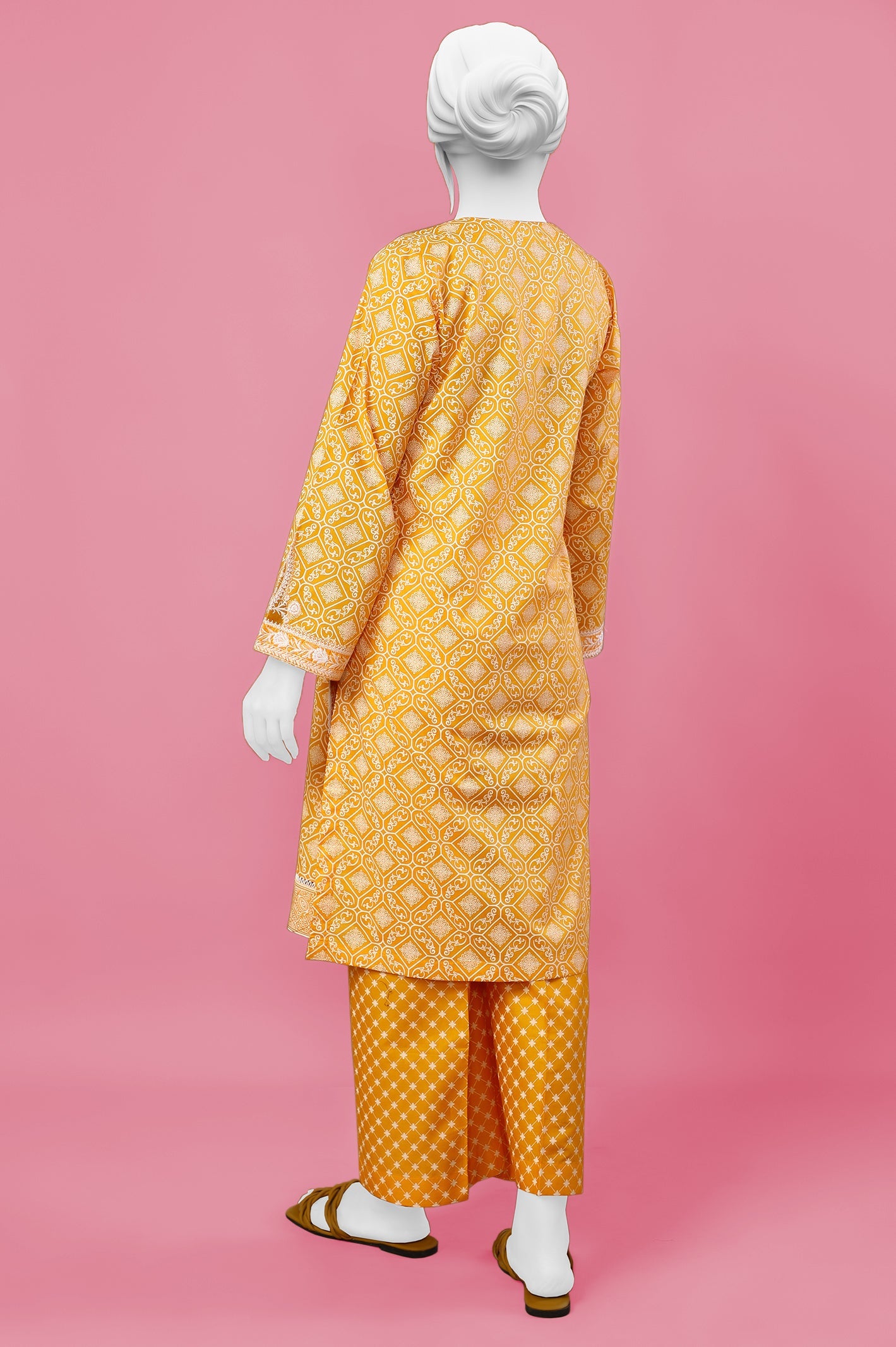2PC Lawn Yellow Stitched Suit - Diners