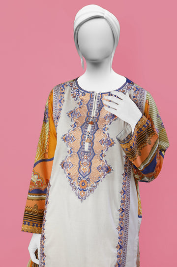 3PC Lawn White Stitched Suit - Diners