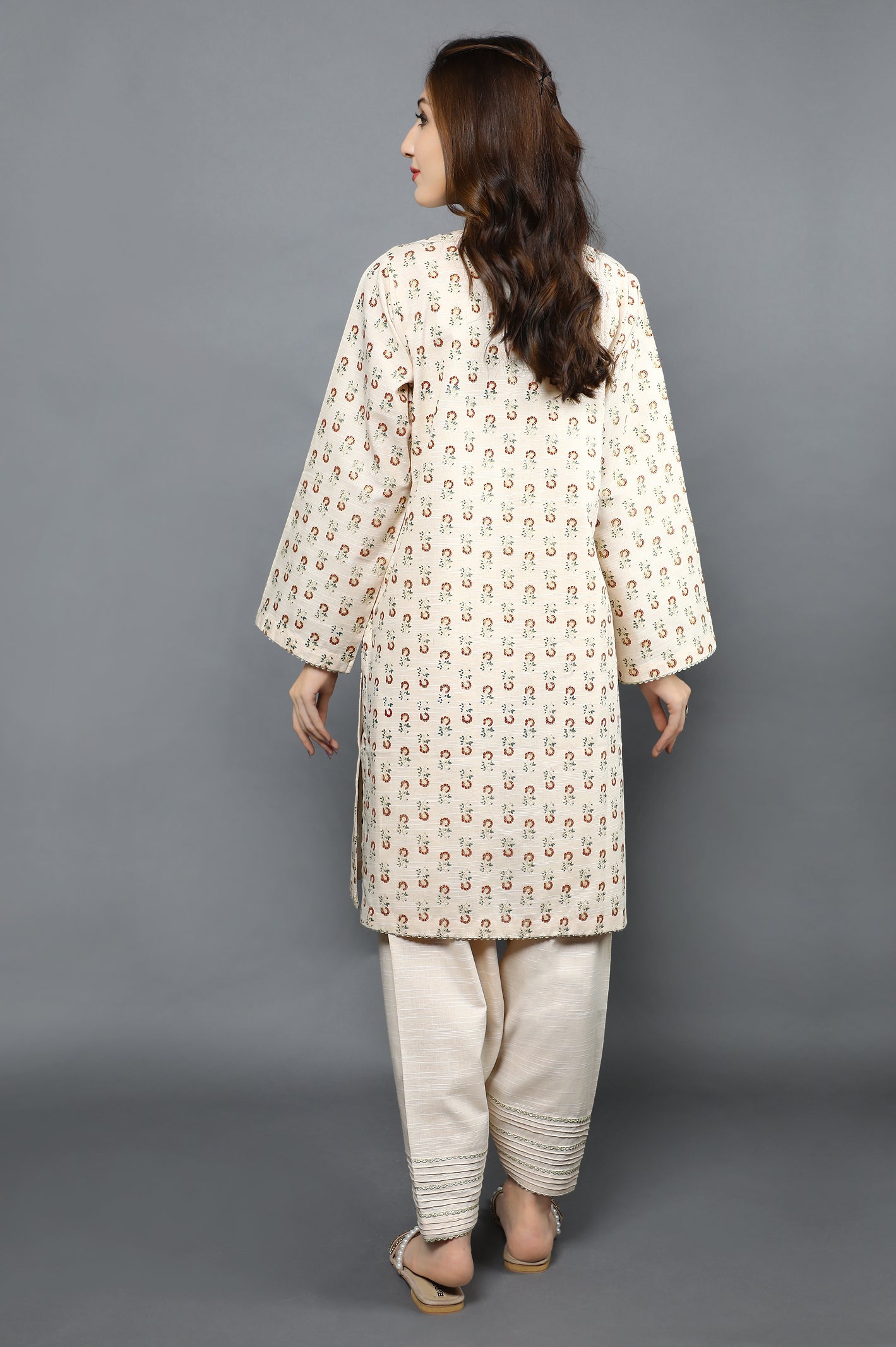 Women Stitched Kurti with Trouser SKU: WK20075-BEIGE - Diners