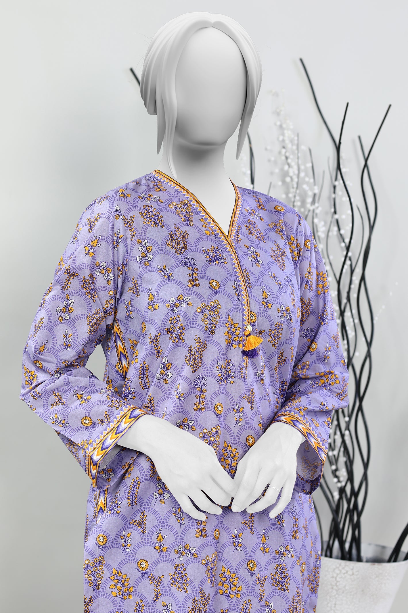 2PC Cambric Purple Stitched Suit - Diners