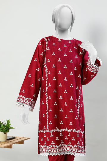 2PC Jacquard Maroon Stitched Suit - Diners