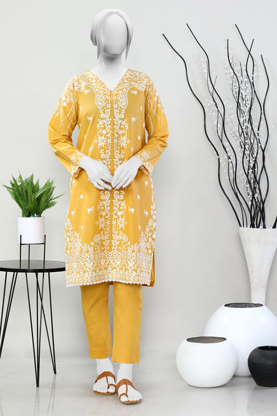 2PC Cambric Mustard Stitched Suit - Diners