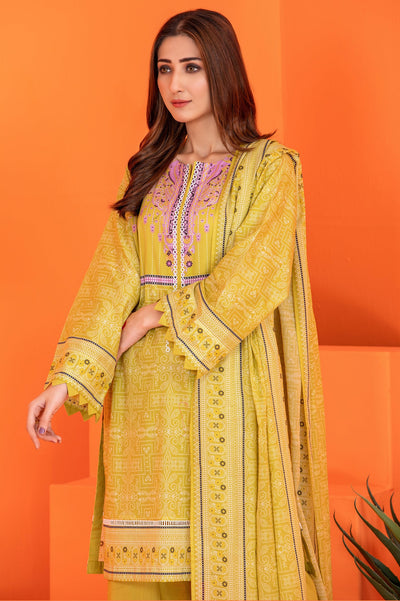 Women Stitched 3 Pcs Kurti SKU: WK30029-OLIVE - Diners