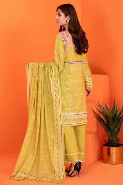 Women Stitched 3 Pcs Kurti SKU: WK30029-OLIVE - Diners