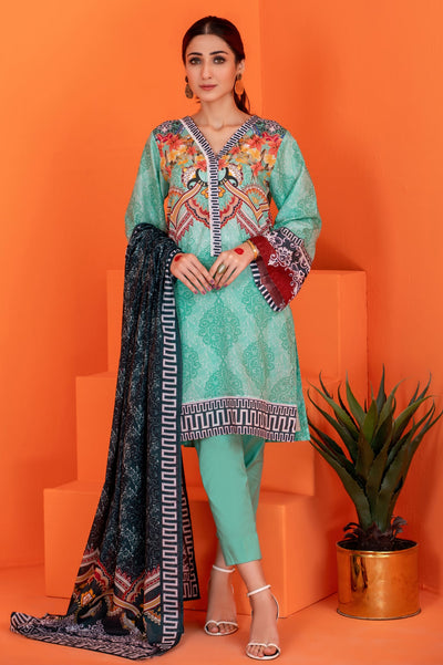 Women Stitched 3 Pcs Kurti SKU: WK30030-C-BLUE - Diners