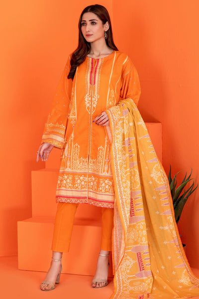 Women Stitched 3 Pcs Kurti SKU: WK30031-ORANGE - Diners