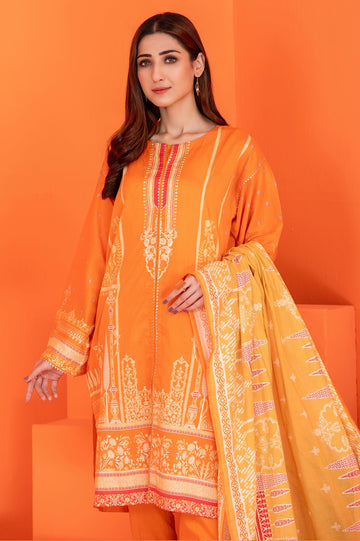 Women Stitched 3 Pcs Kurti SKU: WK30031-ORANGE - Diners