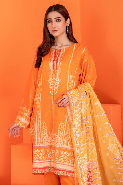 Women Stitched 3 Pcs Kurti SKU: WK30031-ORANGE - Diners