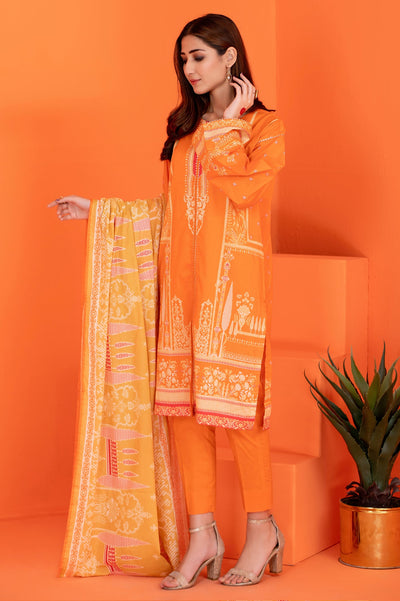 Women Stitched 3 Pcs Kurti SKU: WK30031-ORANGE - Diners