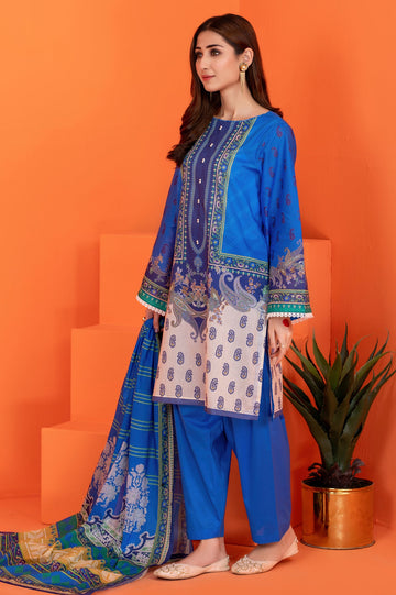 Women Stitched 3 Pcs Kurti SKU: WK30041-BLUE - Diners