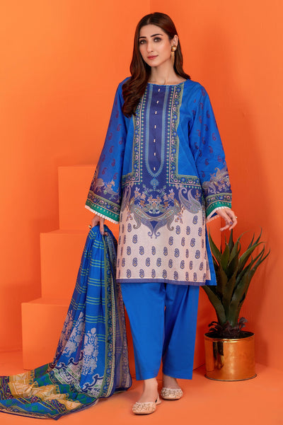Women Stitched 3 Pcs Kurti SKU: WK30041-BLUE - Diners