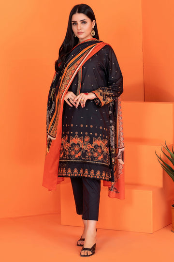 Women Stitched 3 Pcs Kurti SKU: WK30042-BLACK - Diners