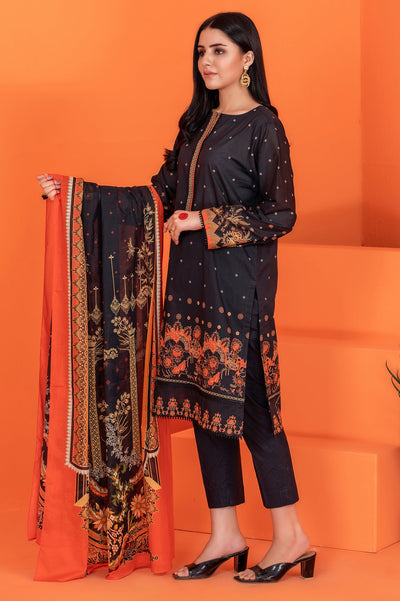 Women Stitched 3 Pcs Kurti SKU: WK30042-BLACK - Diners