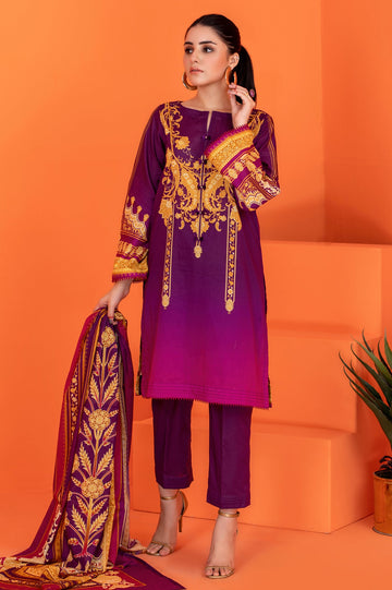 Women Stitched 3 Pcs Kurti SKU: WK30043-PURPLE - Diners