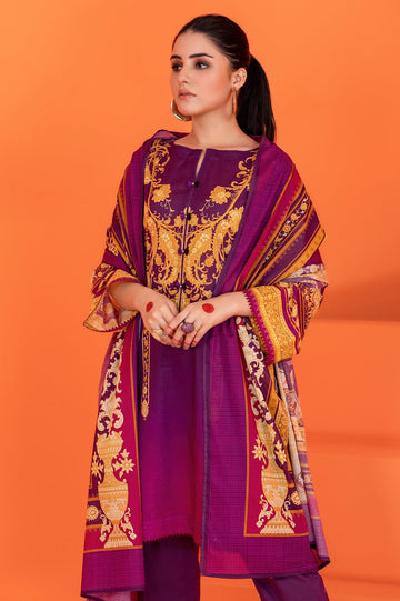 Women Stitched 3 Pcs Kurti SKU: WK30043-PURPLE - Diners