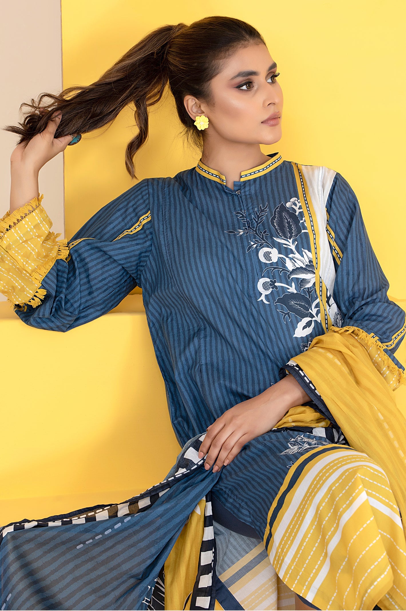 Women Stitched 3 Pcs Kurti SKU: WK30054-BLUE - Diners