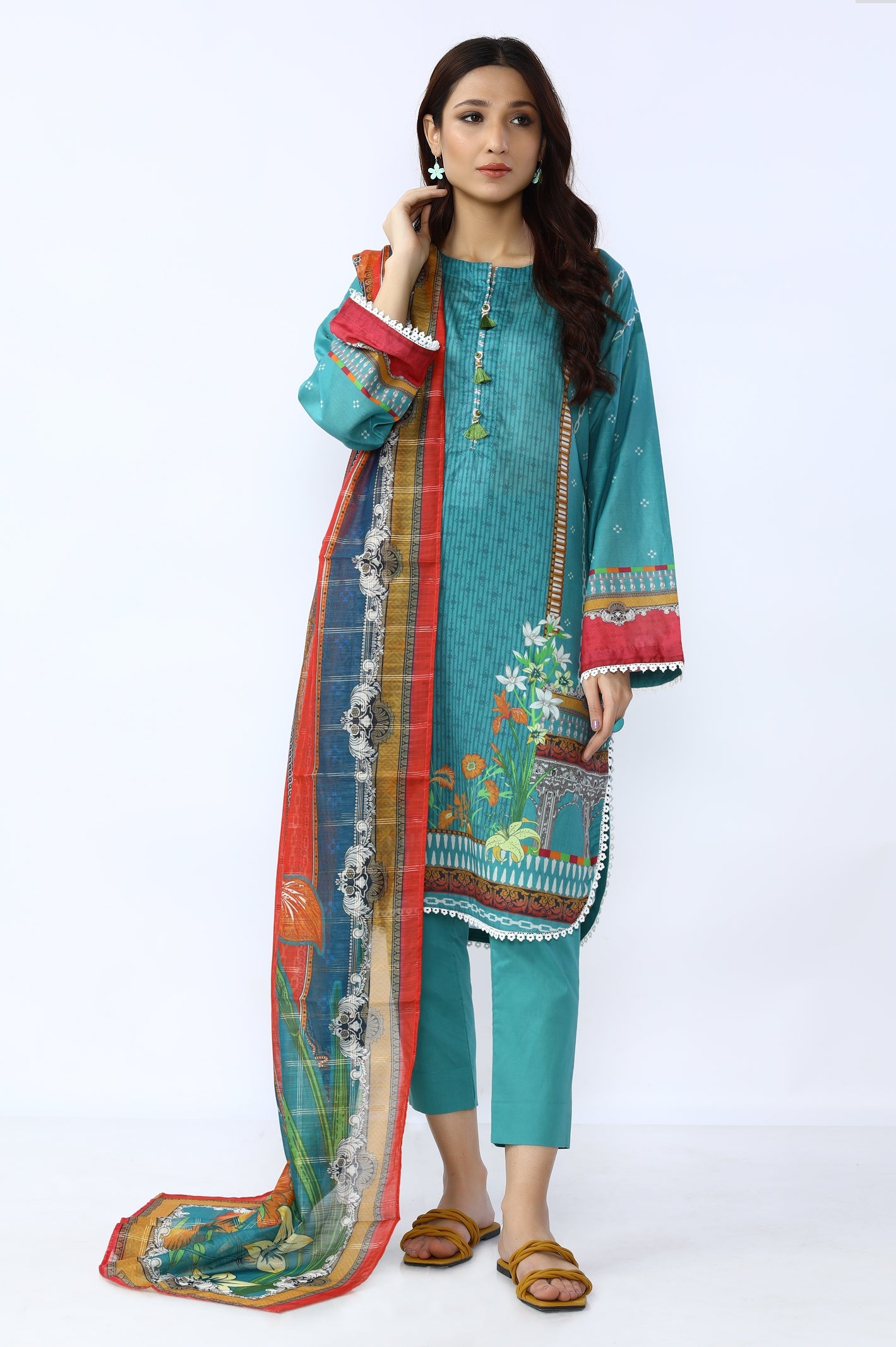 Printed Stitched 3 Pcs Suit - Diners