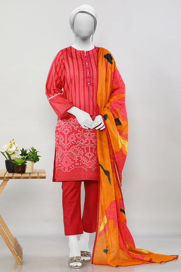 Dark Pink Women Stitched 3 Pcs Suit - Diners