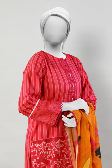 Dark Pink Women Stitched 3 Pcs Suit - Diners