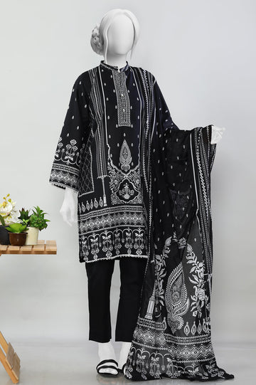 Black Women Stitched 3 Pcs Suit - Diners