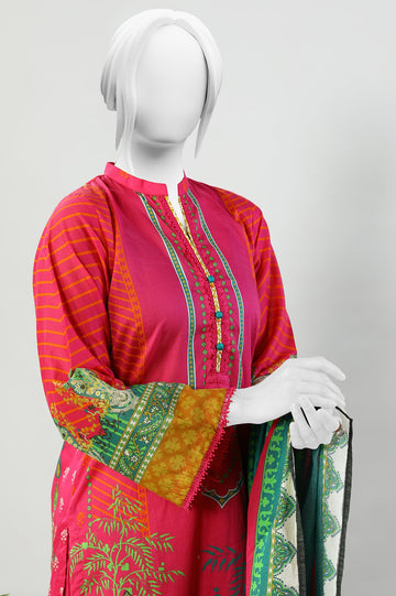 Pink Women Stitched 3 Pcs Suit - Diners