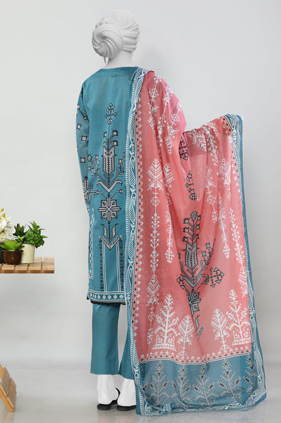 3PC Lawn Blue Stitched Suit - Diners