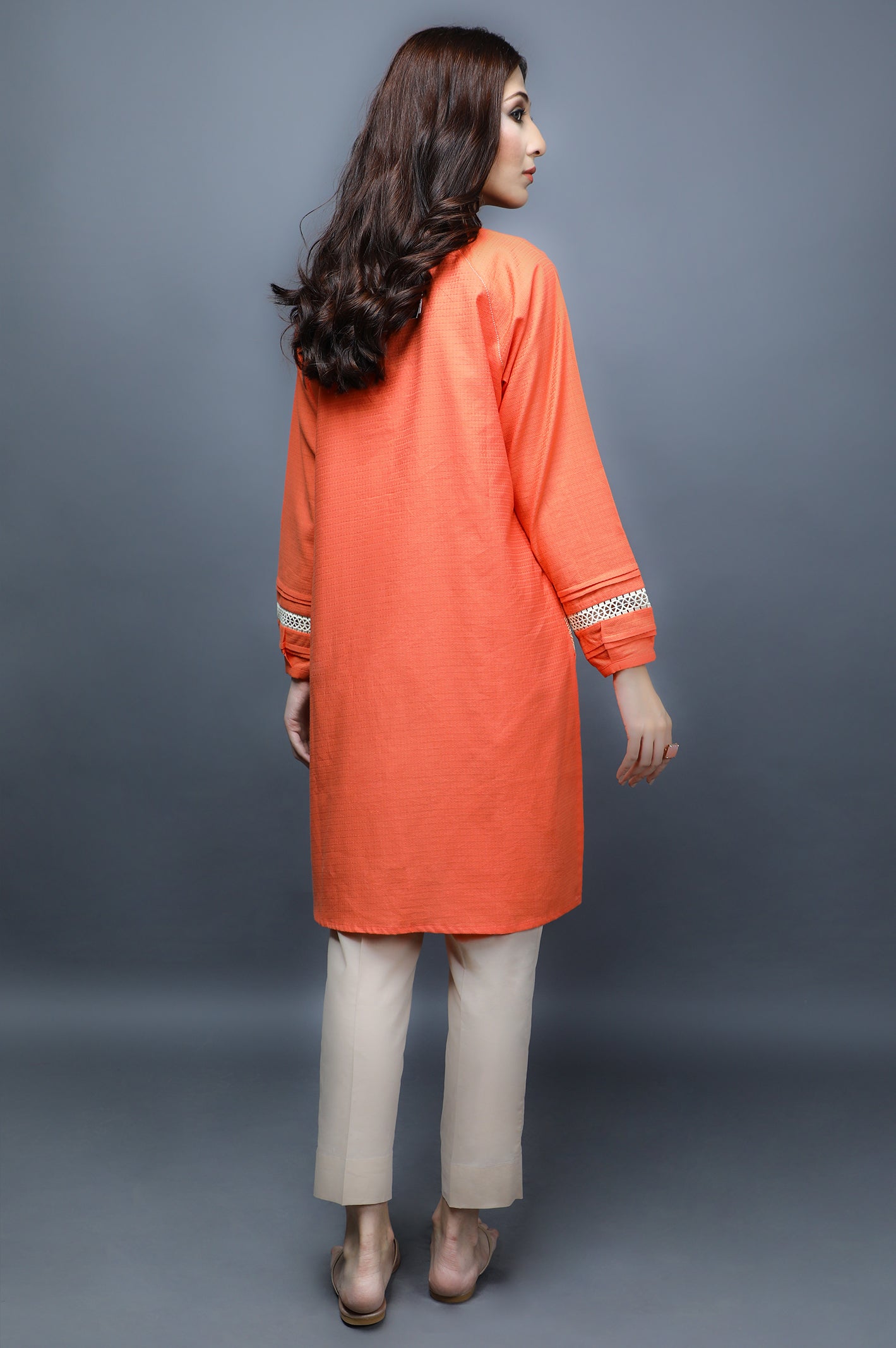 Women Stitched Kurti SKU: WKL1061-ORANGE - Diners