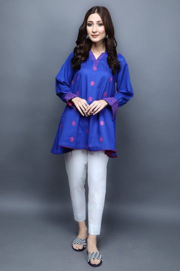 Women Stitched Kurti SKU: WKL1064-BLUE - Diners
