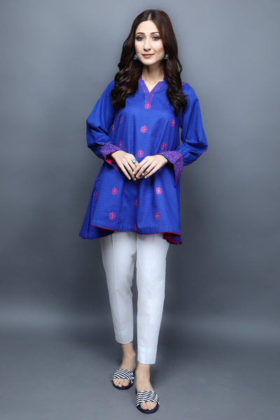 Women Stitched Kurti SKU: WKL1064-BLUE - Diners