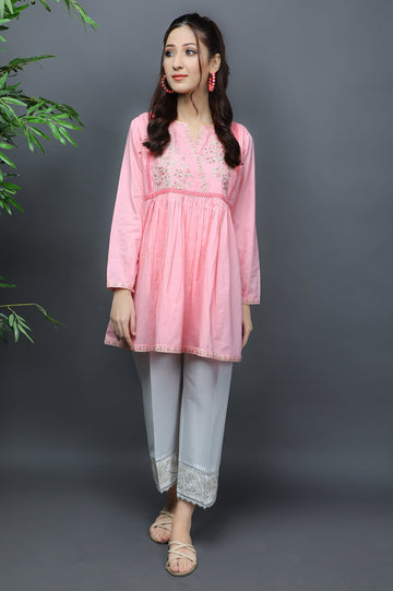 Women Stitched Kurti SKU: WKL1068-PINK - Diners