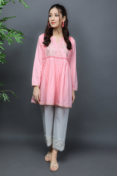 Women Stitched Kurti SKU: WKL1068-PINK - Diners